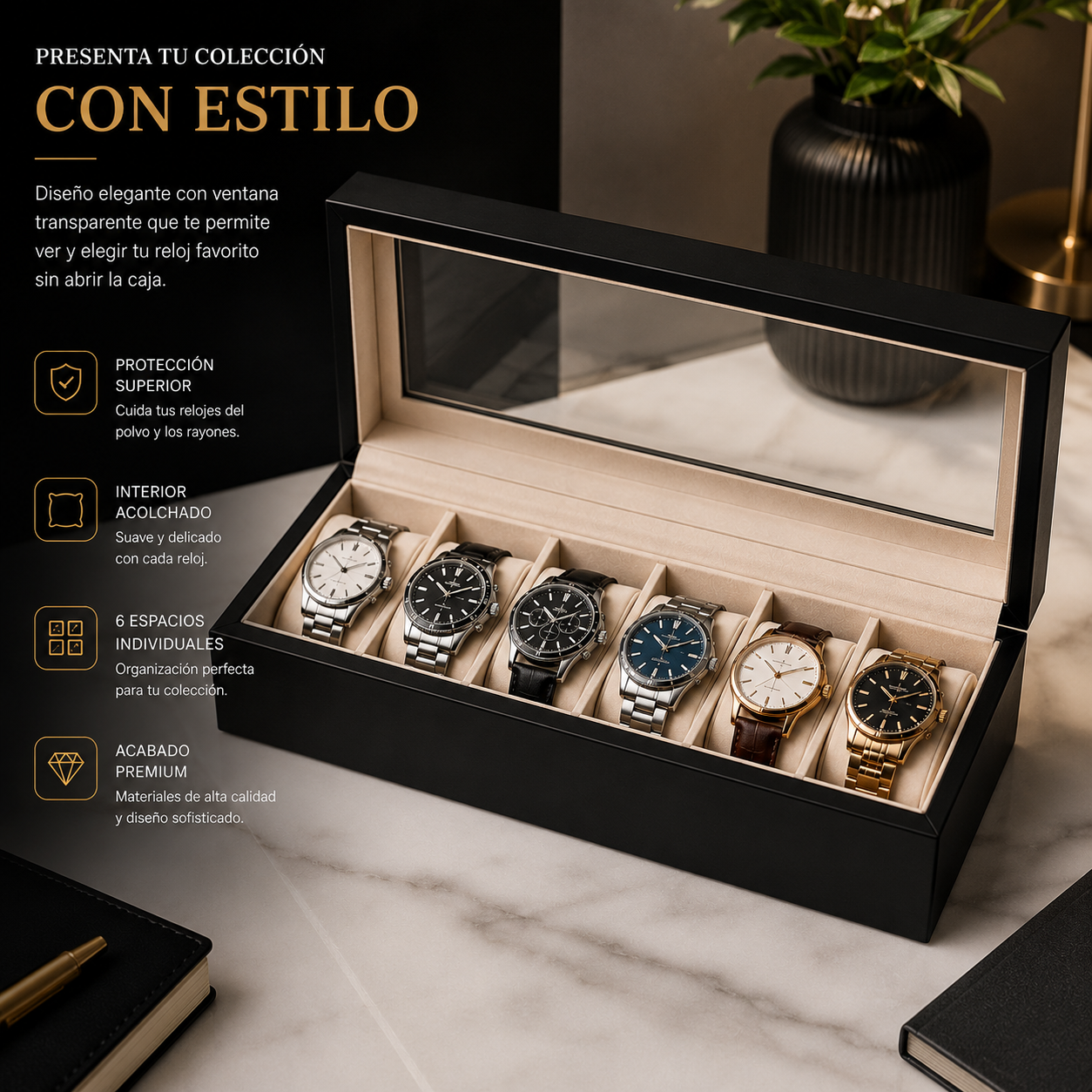 WatchVault™ – Caja Premium para 6 Relojes