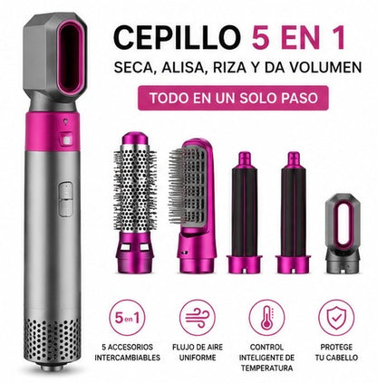 Cepillo de Aire 5 en 1 - Seca, Alisa, Ondula, Riza y Da Volumen